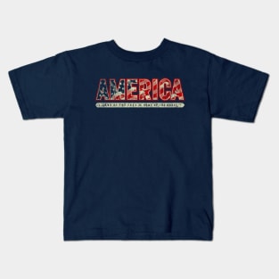 American Flag - Land of the Free and Home of the Brave Kids T-Shirt